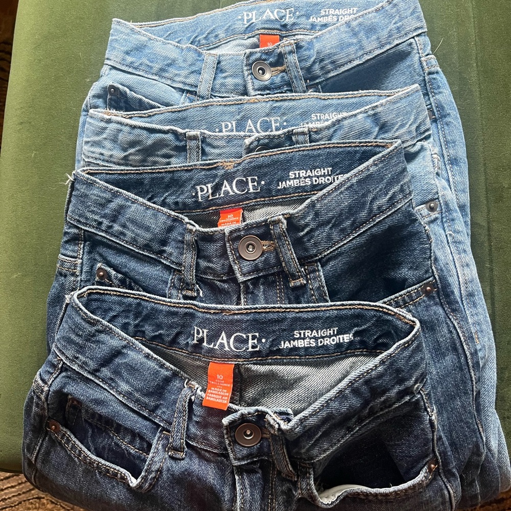 Kids Blue Straight Leg Jeans 10 slim
